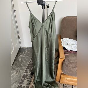 A New Day Green Maxi Slip Dress Spaghetti Strap